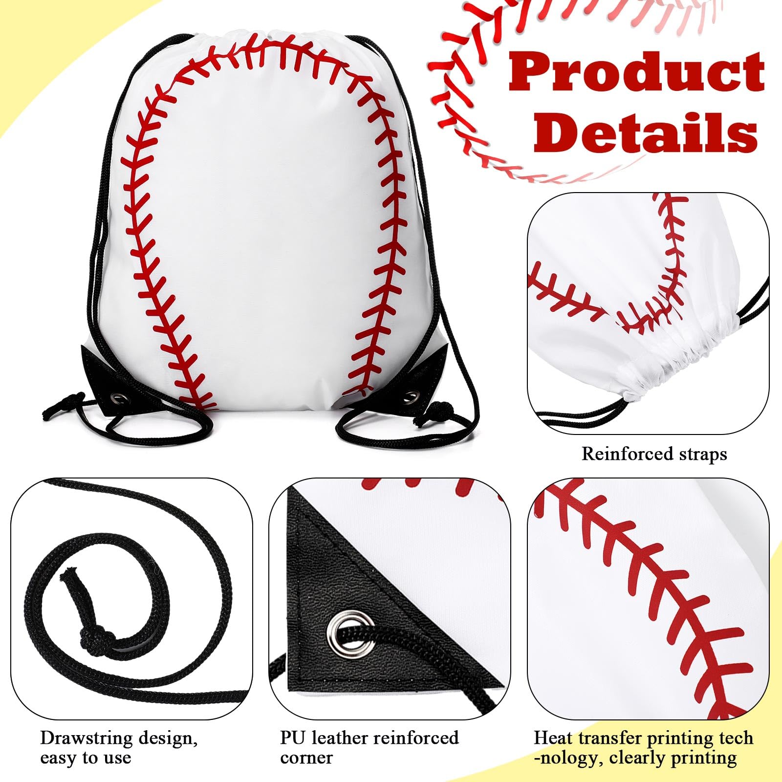 Sadnyy baseball drawstring bag polyester material; lightweight and durable