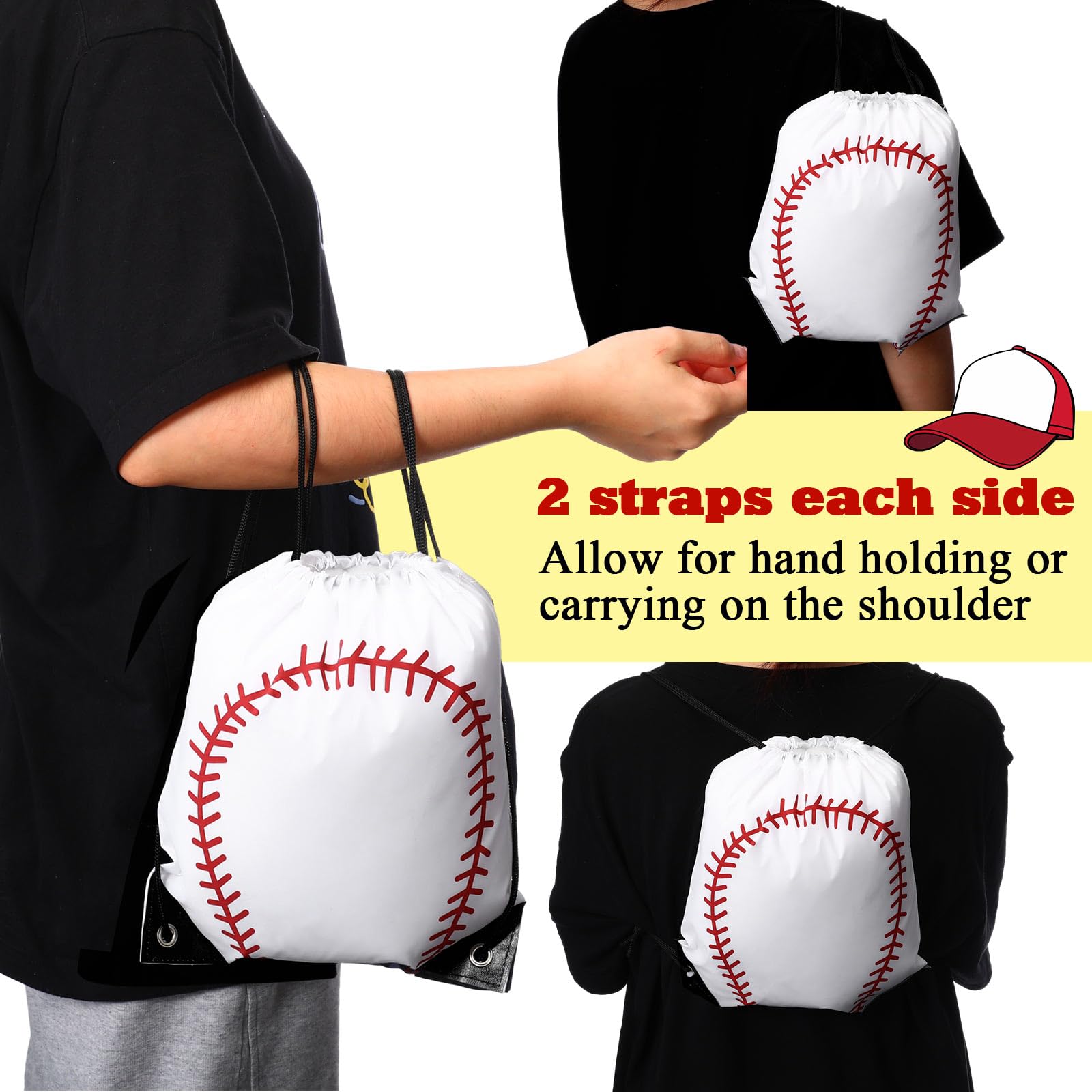 Sadnyy baseball drawstring bag heat transfer print stays vibrant
