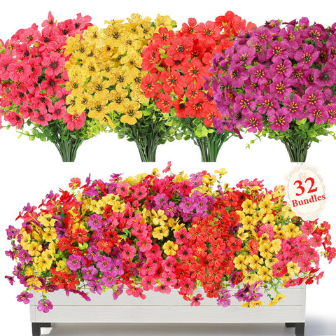 SAEUYVB 32-bundle outdoor artificial flowers for lasting color in gardens