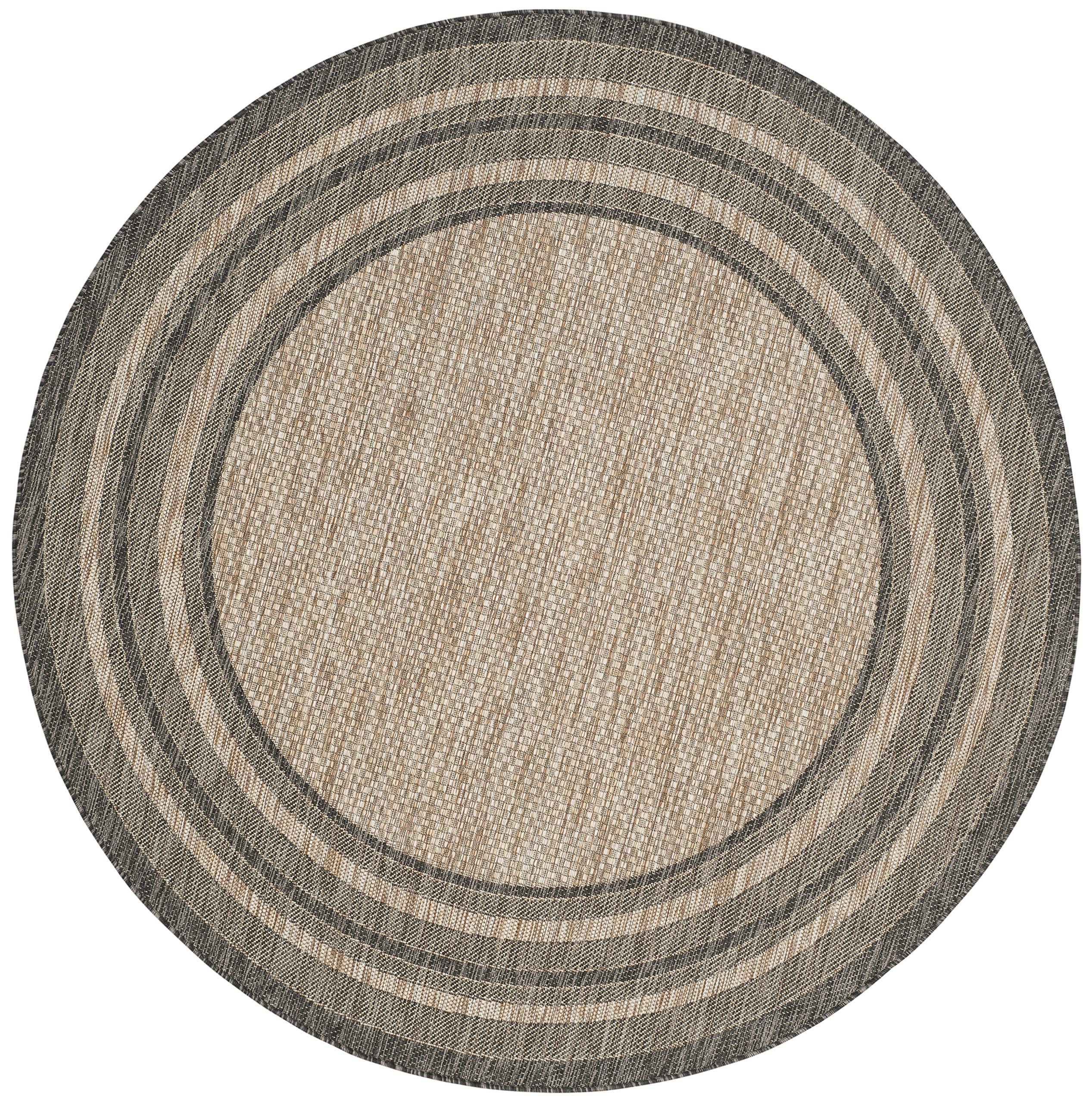 SAFAVIEH Courtyard round natural black rug ideal for mudrooms with kid- and pet-friendly design