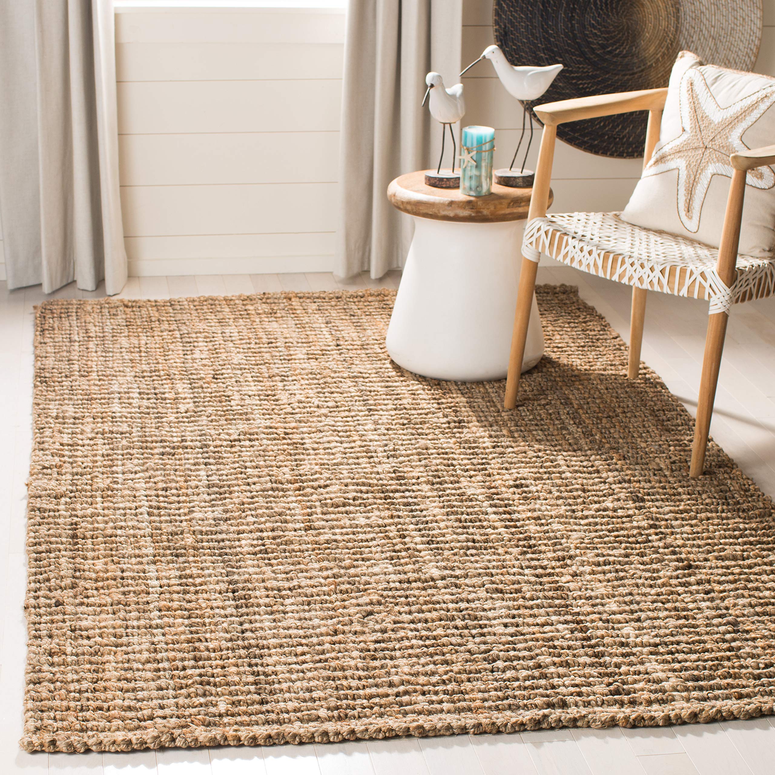 SAFAVIEH handmade jute rug close-up weave highlights artisanal craftsmanship and warmth.