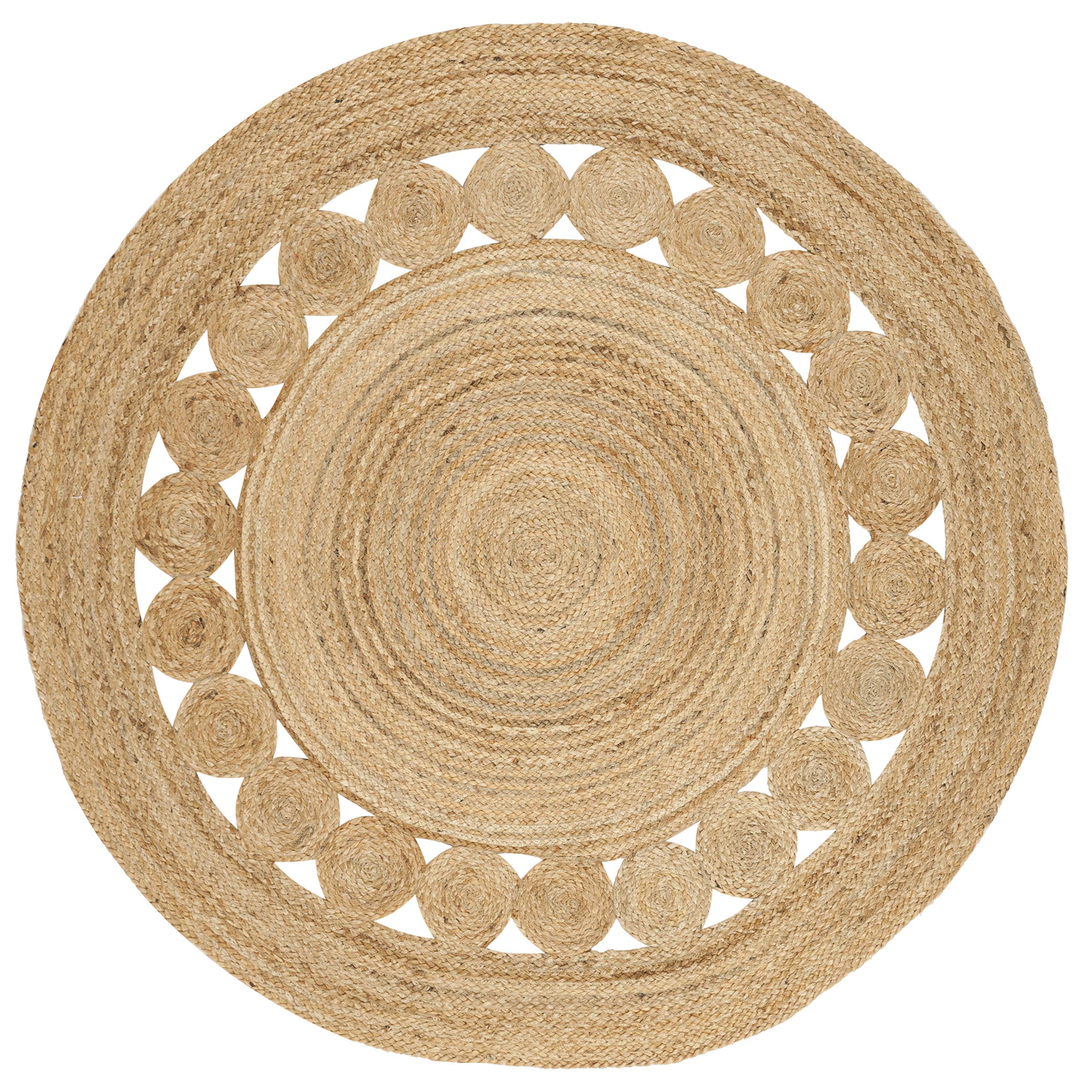 SAFAVIEH round jute rug featuring braided circle medallion for boho charm and durable texture