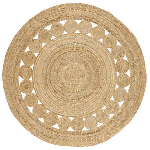 SAFAVIEH round jute rug featuring braided circle medallion for boho charm and durable texture