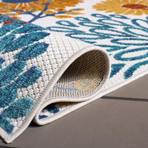 Safavieh outdoor Cabana rug; weather-resistant design survives sun and rain.