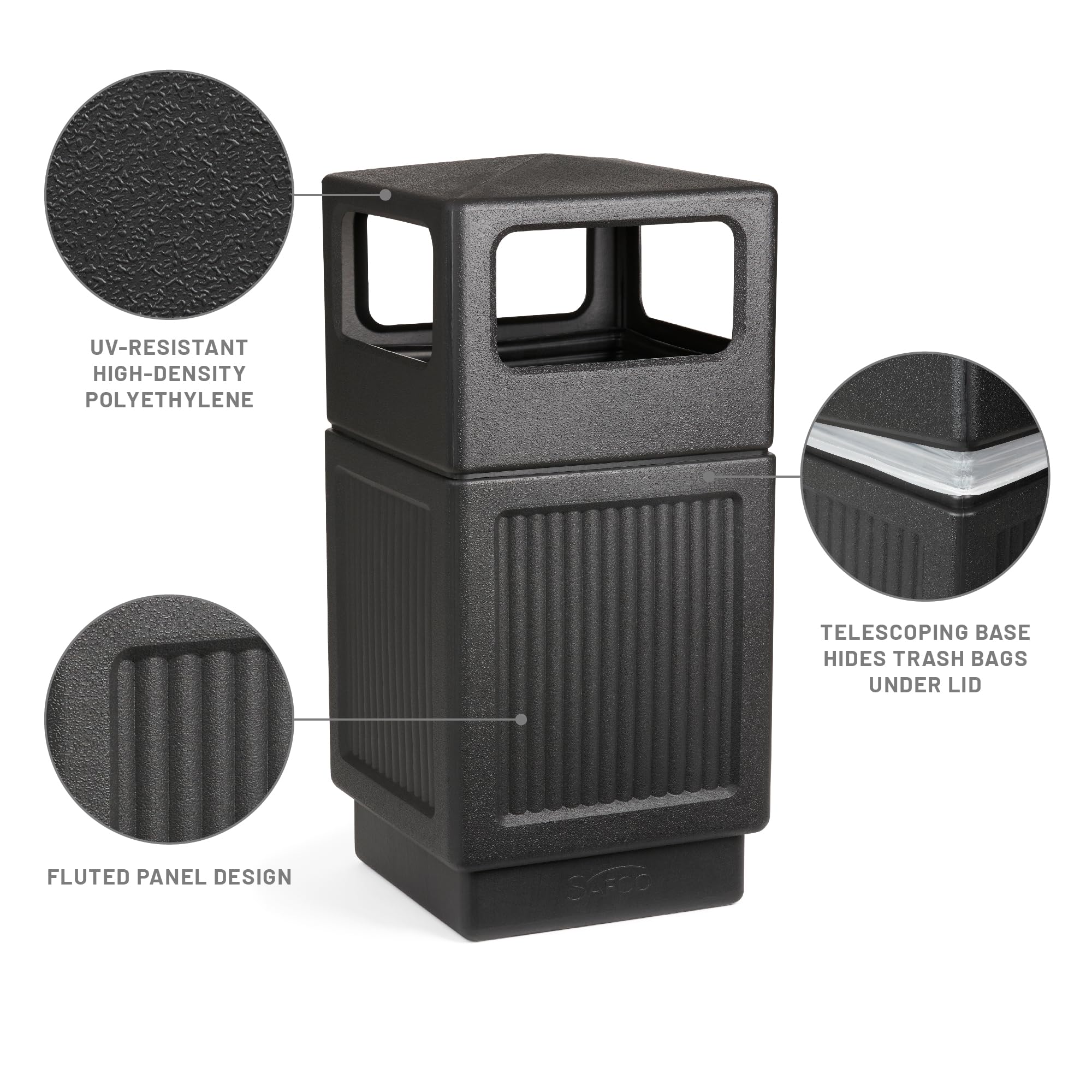Safco Canmeleon fluted-panel design for stylish, durable waste containment
