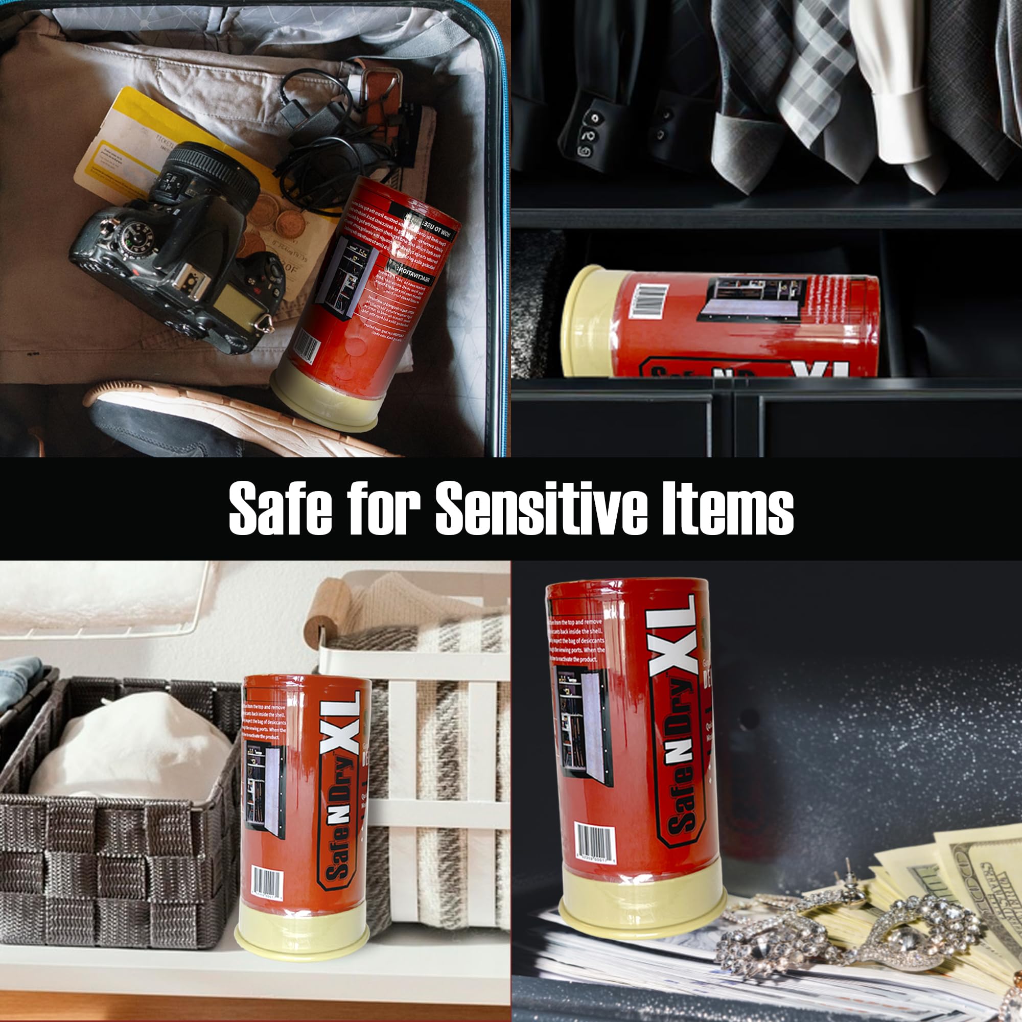 SafeNDry XL spill-proof canister designed for sealed spaces