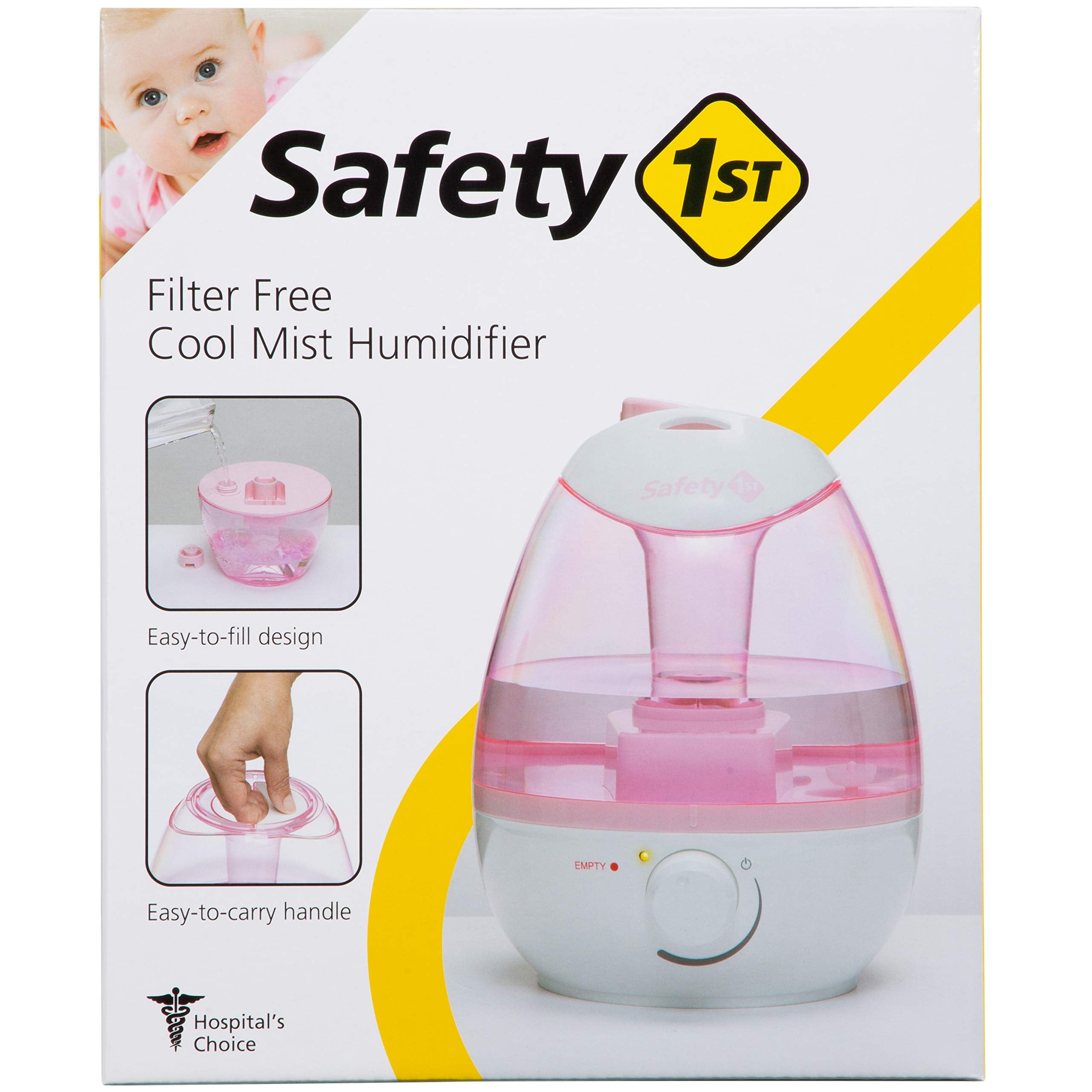 Safety 1st filter-free cool mist humidifier pink compact unit reduces maintenance