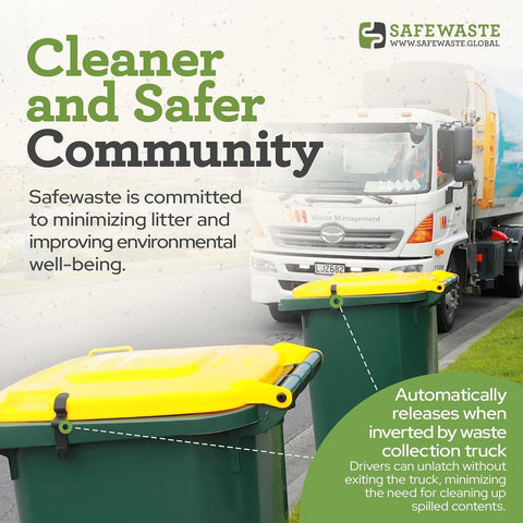 Pack of two SafeWaste locks for outdoor trash management.