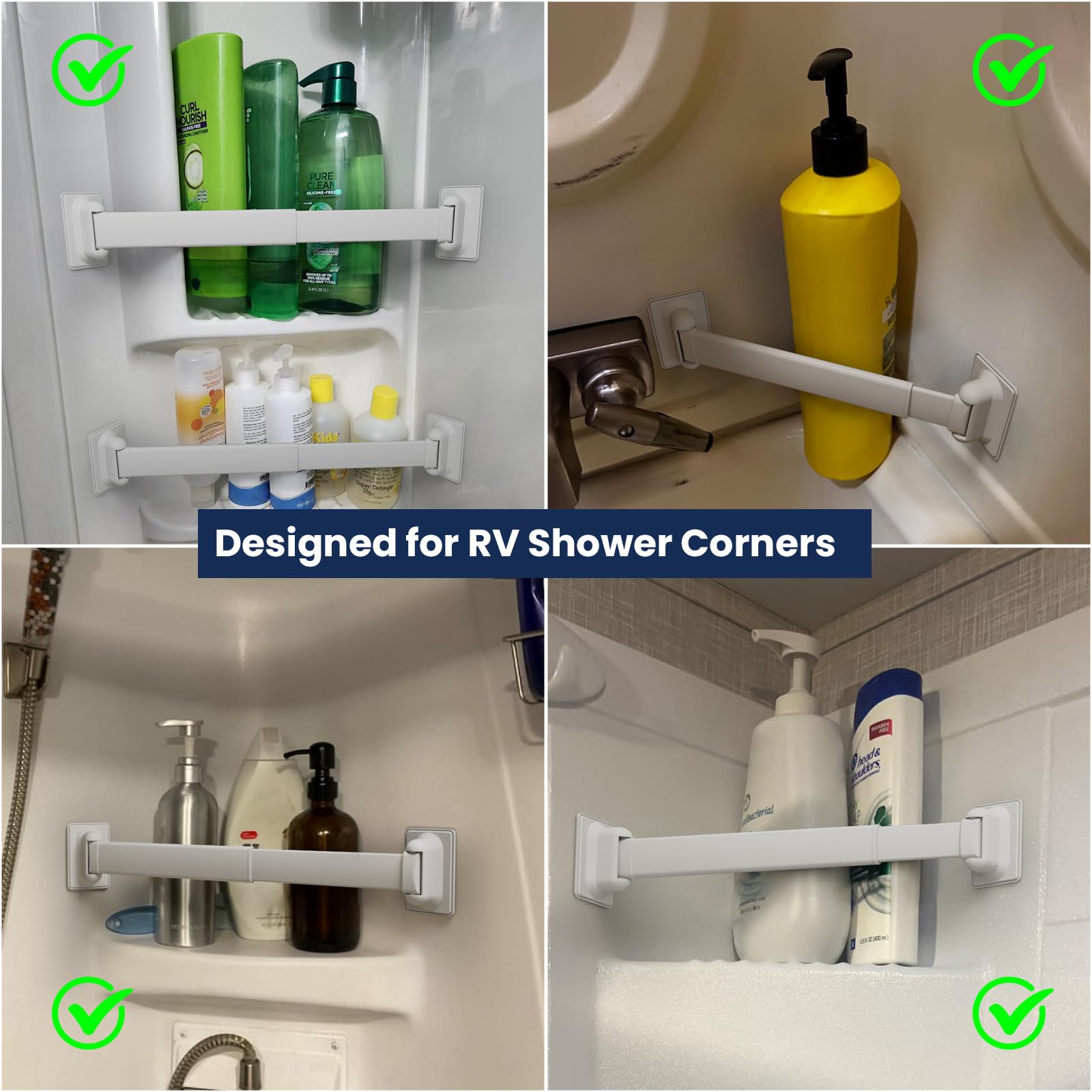 Safoner adjustable angle corner shelf fits various rv shower corners