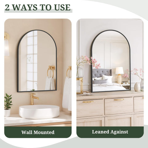 SageNest black metal frame mirror emphasizes durability in humid spaces.