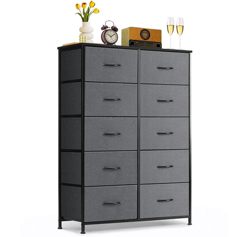 SageNest 10-drawer dresser with fabric drawers for organized clothing.