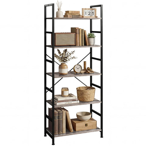 SageNest 5-Tier Bookshelf front view showing tall storage for books and décor
