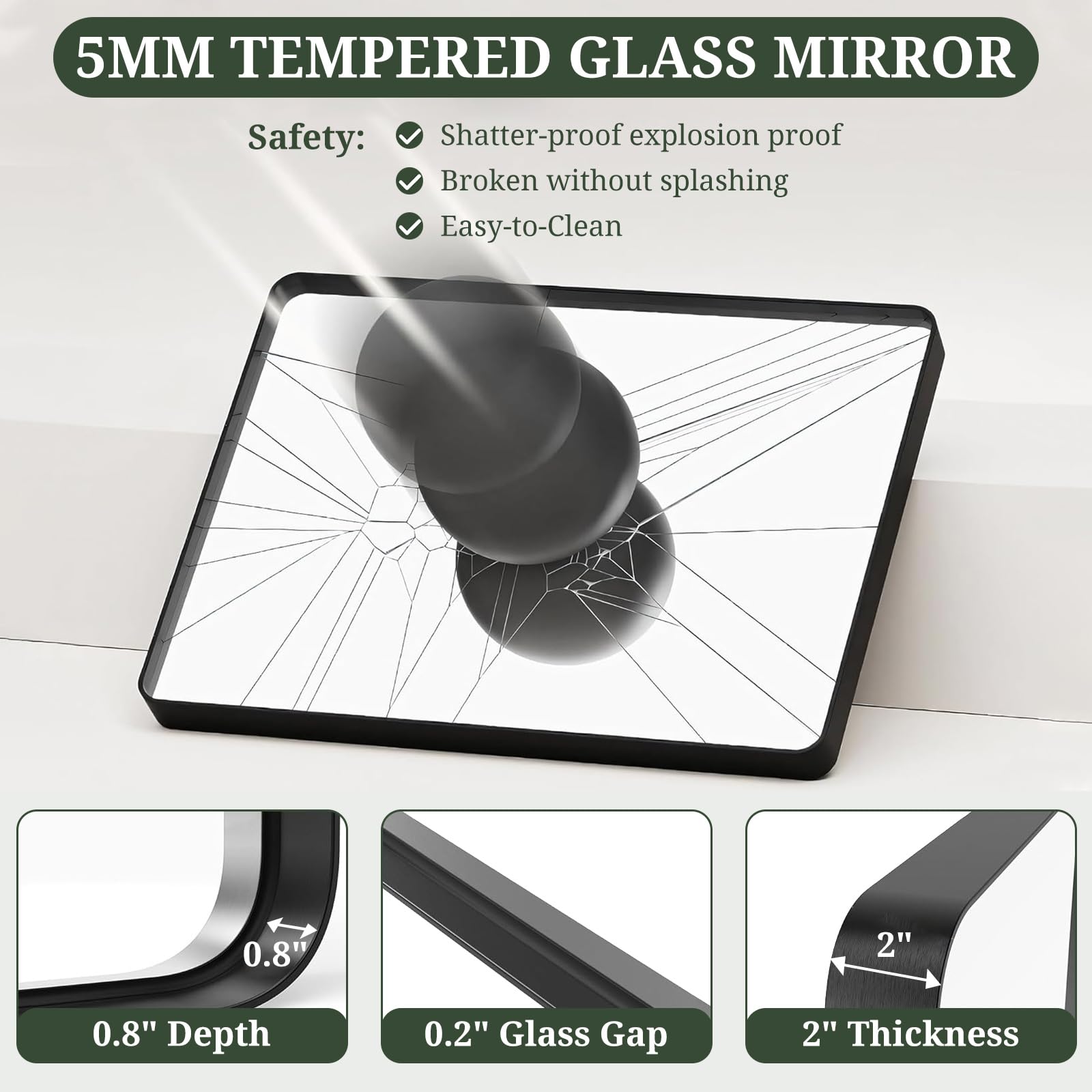 SageNest 5mm tempered glass close-up highlights durability and clear reflection.