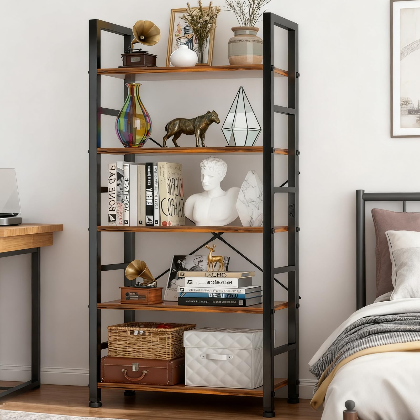 SageNest 62.2-inch tall bookcase maximizing vertical storage in a living space