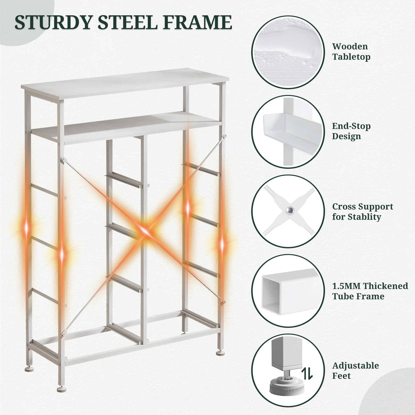 SageNest anti-tip design improves stability with wall mounting option.