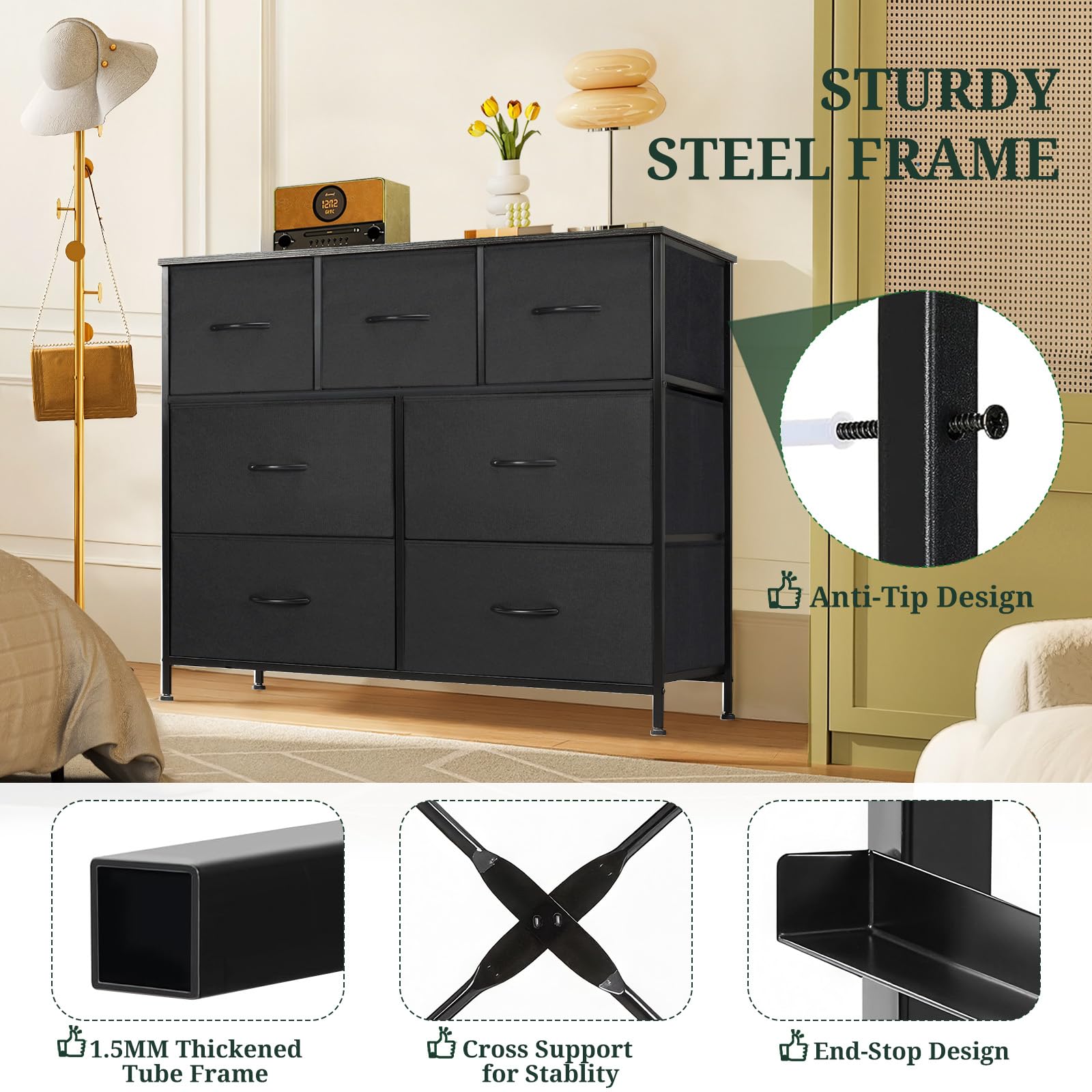 SageNest anti-tip kit adds stability for families and busy hallways.