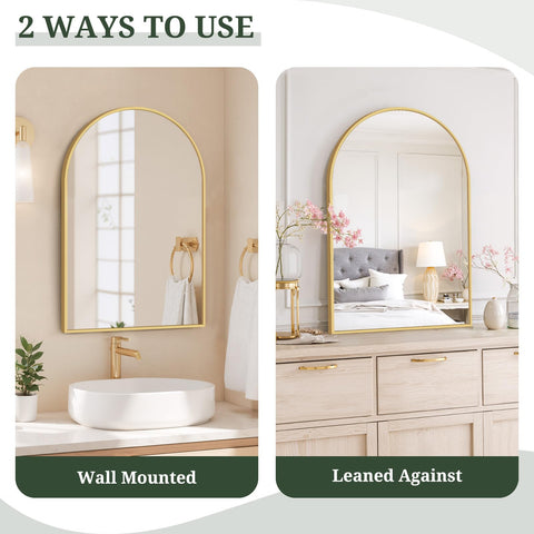 SageNest arch mirror 36x24 tempered glass delivers crisp reflections for grooming.