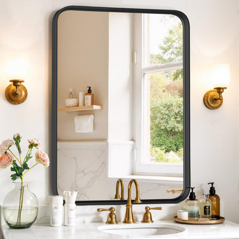 SageNest bathroom mirror 36x24 frame offers crisp reflection for daily grooming.