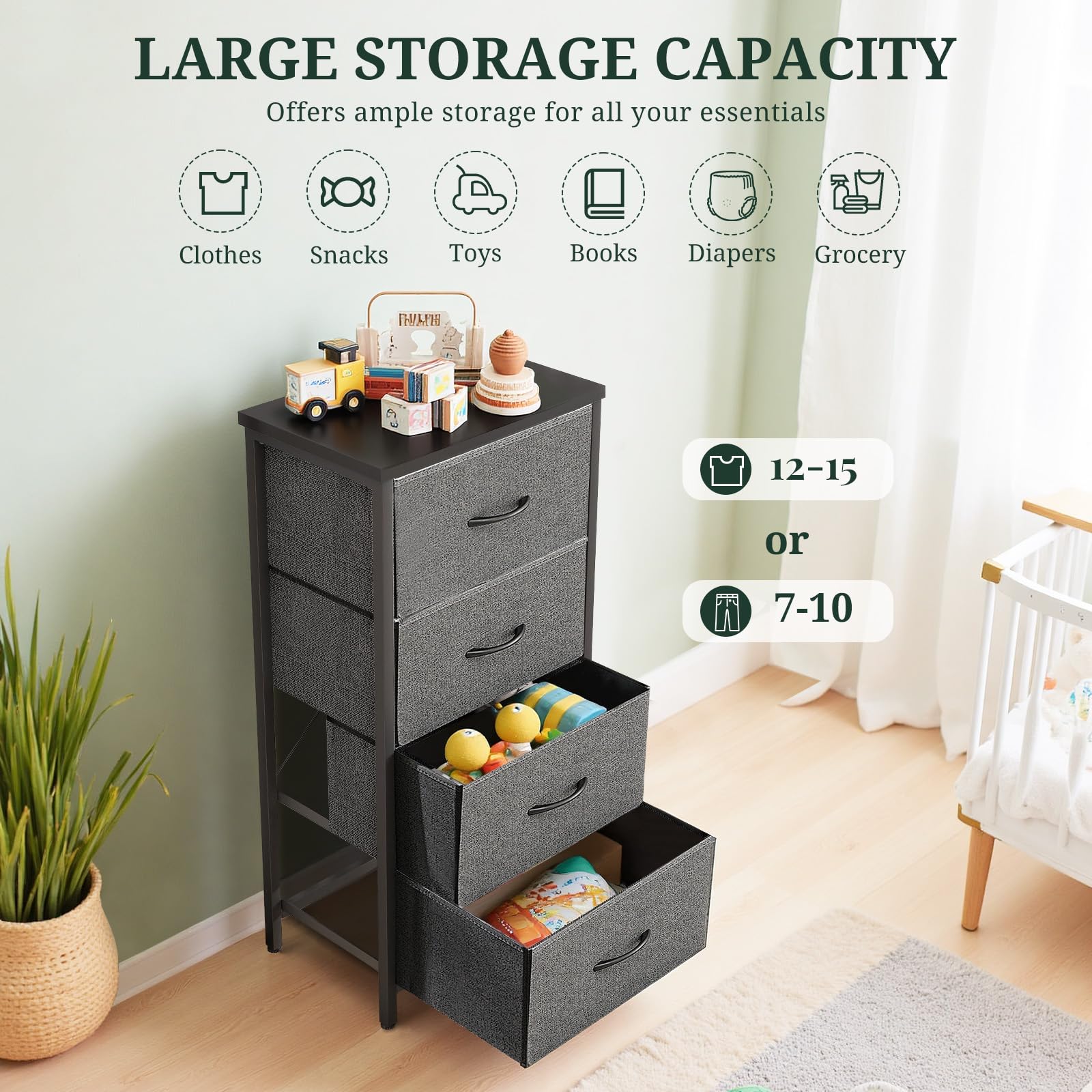 SageNest bedroom setup showcases convenient storage beside the bed.