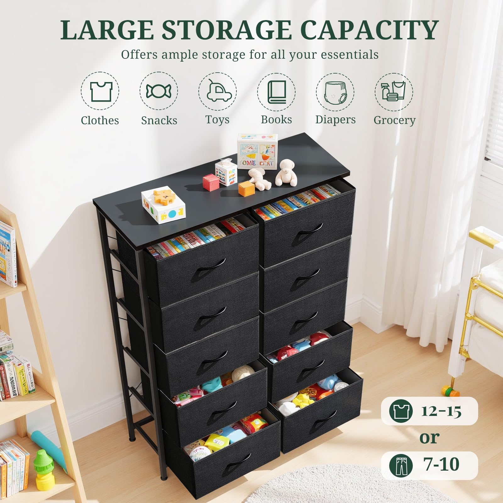 SageNest breathable fabric drawers keep clothes protected and neatly organized