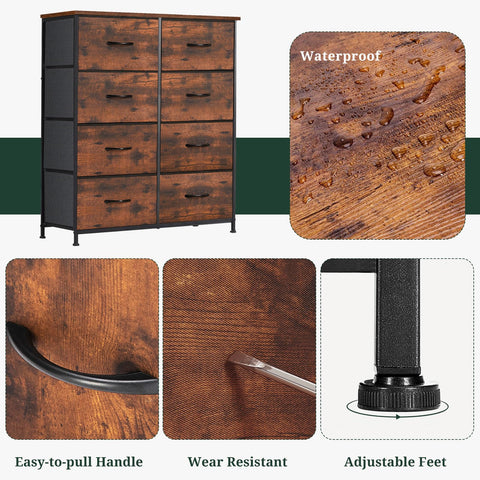 SageNest 8-drawer dresser with drawers open, revealing ample storage.
