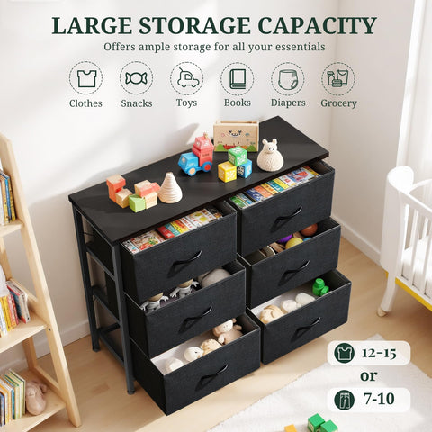 SageNest compact wide dresser fits small spaces like bedrooms or entryways.