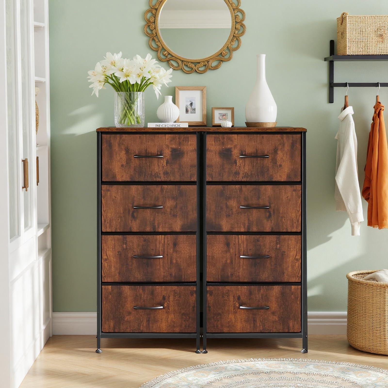 SageNest end table with wooden top and steel frame for durable bedside surface.