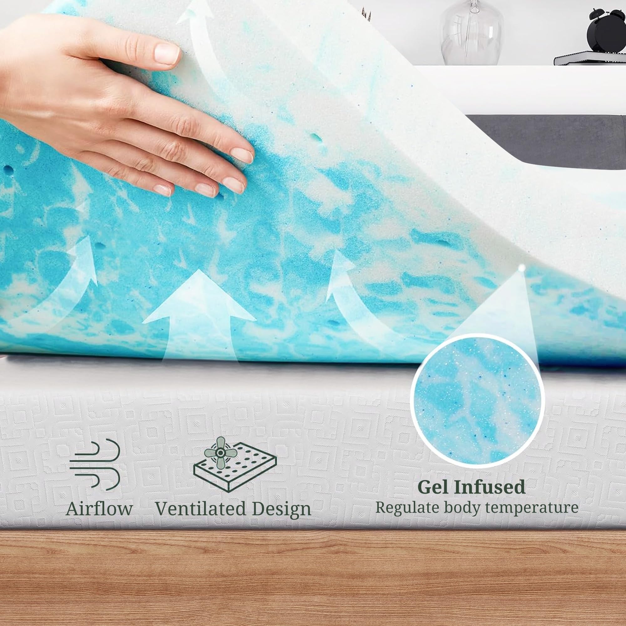 SageNest gel-infused foam close-up showing cooling texture for cooler sleep.