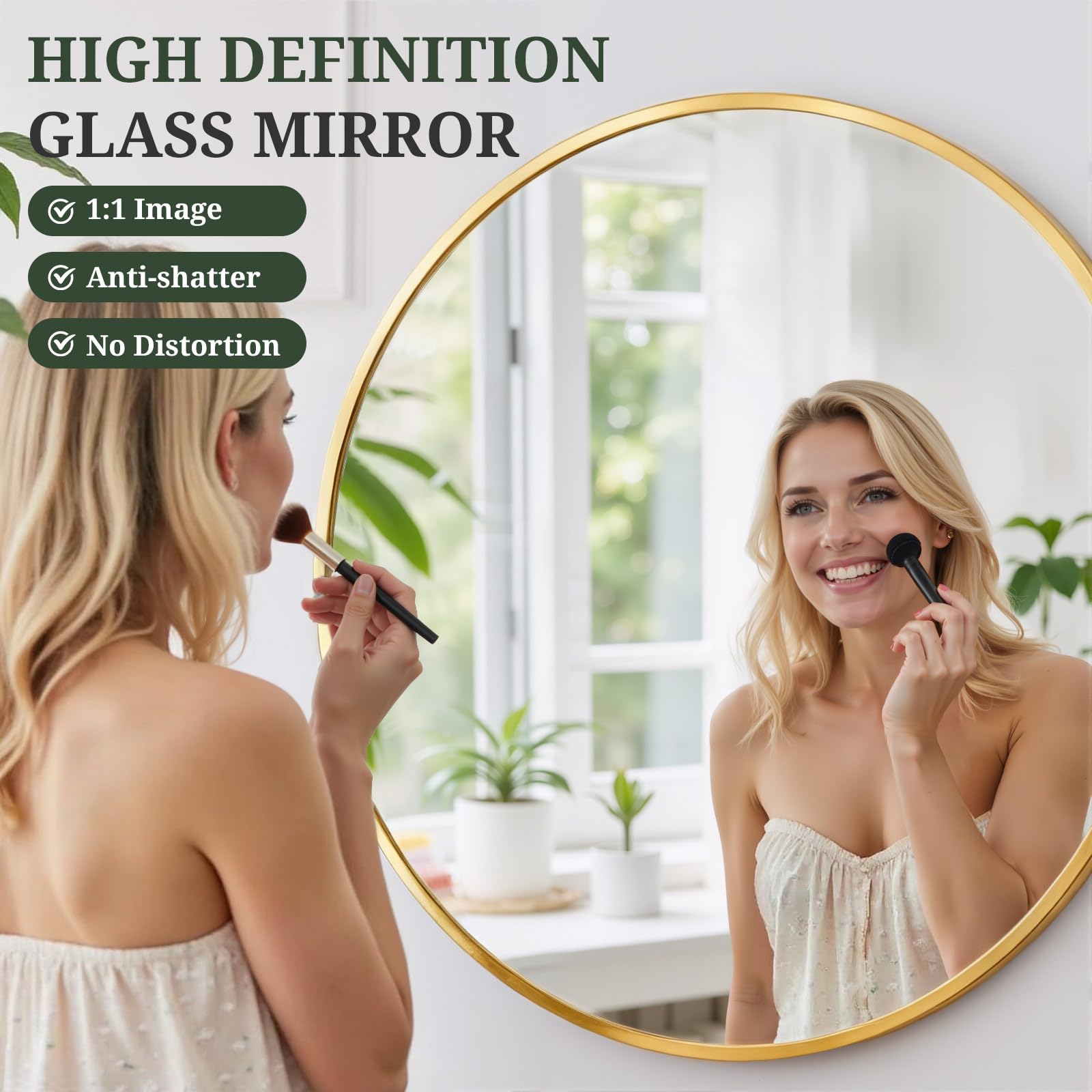 SageNest HD tempered glass vanity mirror delivers clear reflections for daily grooming routines.