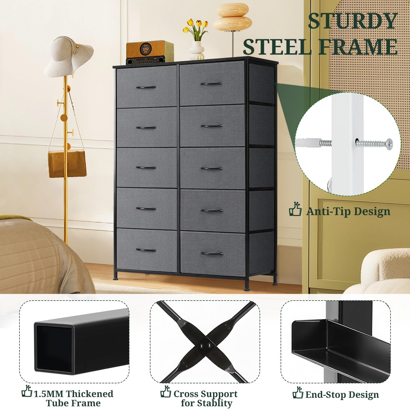 Scratch-resistant wood top provides reliable surface for lamps.