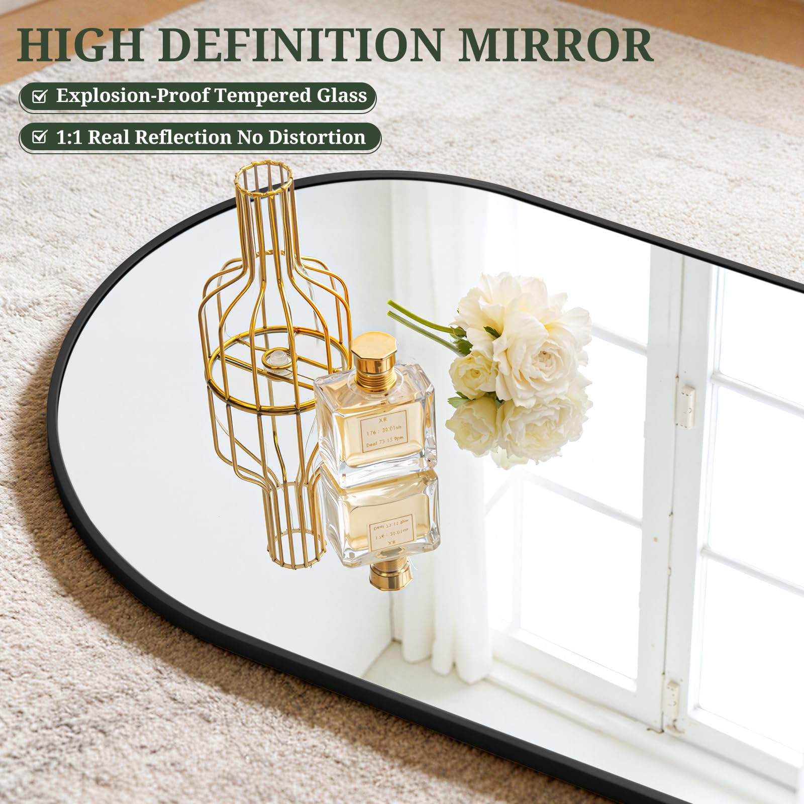SageNest Mirror Full Length aluminum-frame design stays sleek and durable.