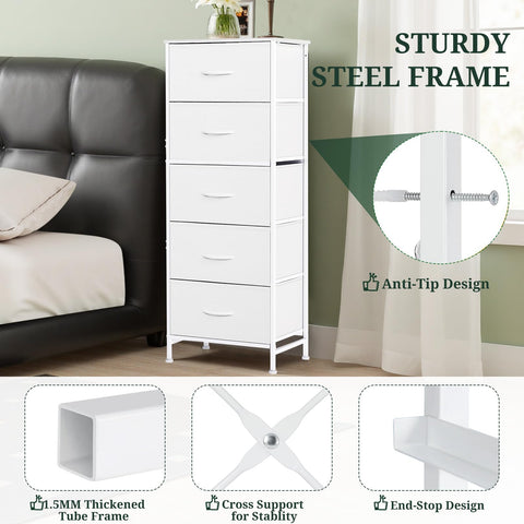 Anti-tip kit and adjustable feet enhance stability in homes.