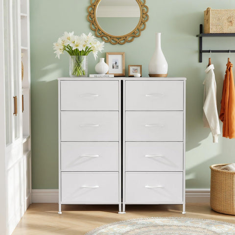 SageNest nightstand with drawer front open, deep fabric bins visible for organization
