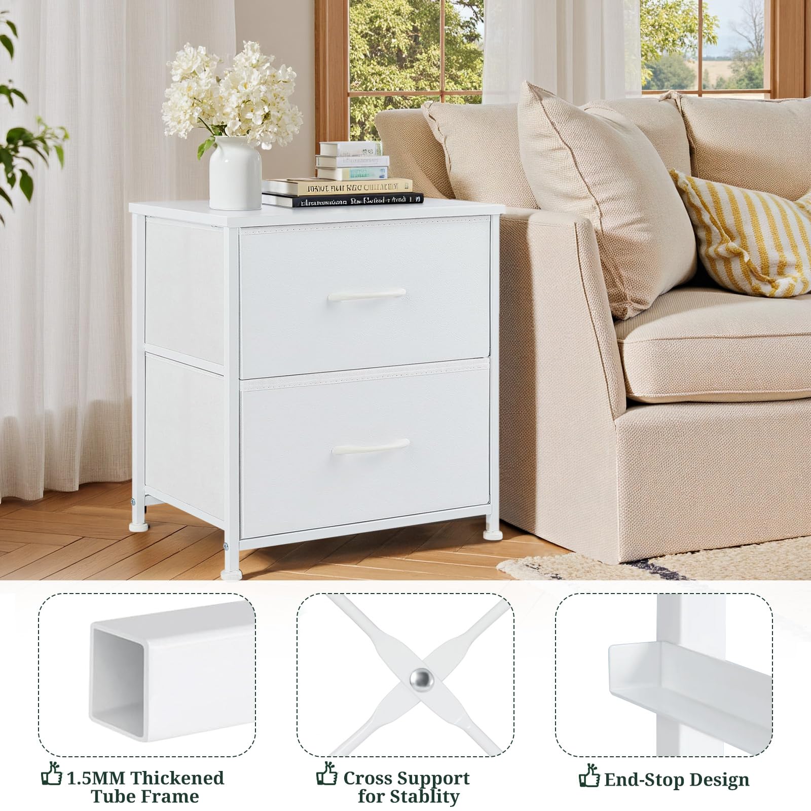 SageNest nightstand steel frame delivers sturdy support for daily use