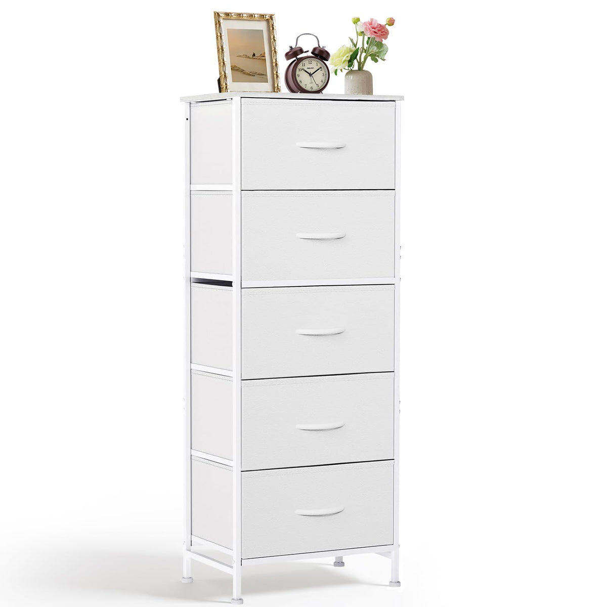 SageNest nightstand with wood top showcases a sturdy surface for lamps.