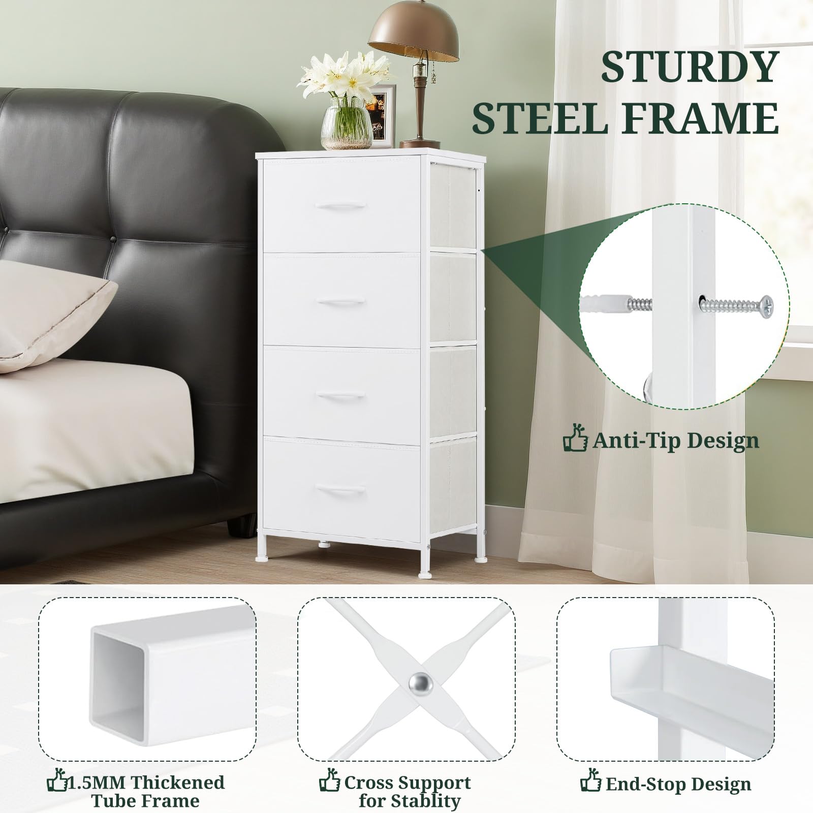 SageNest nightstand wooden top detail, versatile surface for lamp or decor