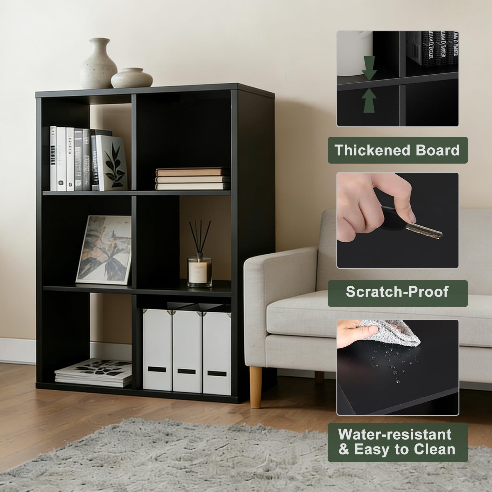SageNest reversible bookcase shown in vertical orientation for flexible room layout