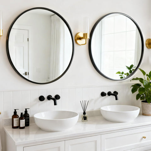 SageNest round mirror wall-mounted installation ready for quick setup