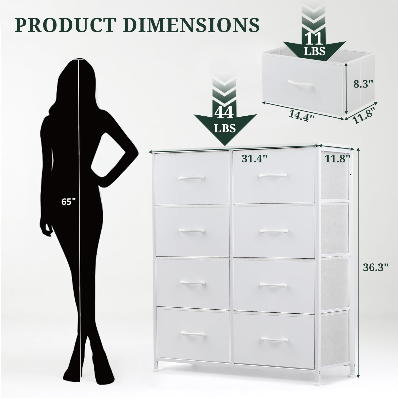 SageNest steel-frame dresser side view highlighting sturdy construction.