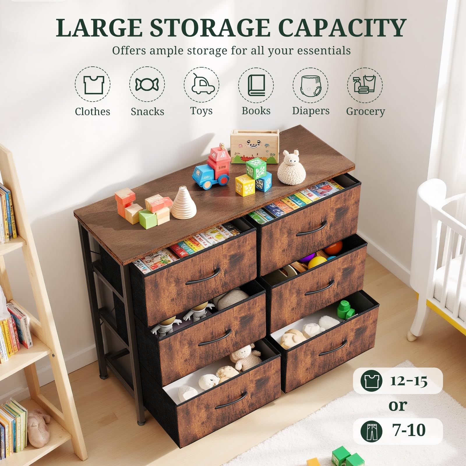 SageNest top surface ideal for lamps, photos, or plants.