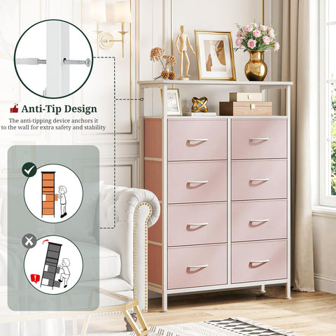 SageNest wooden top pink dresser adds a stylish focal point.