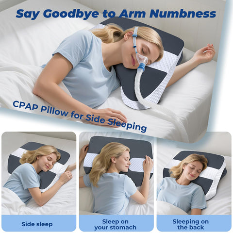 SAHEYER neck-support angled design promotes comfortable, neutral posture overnight.