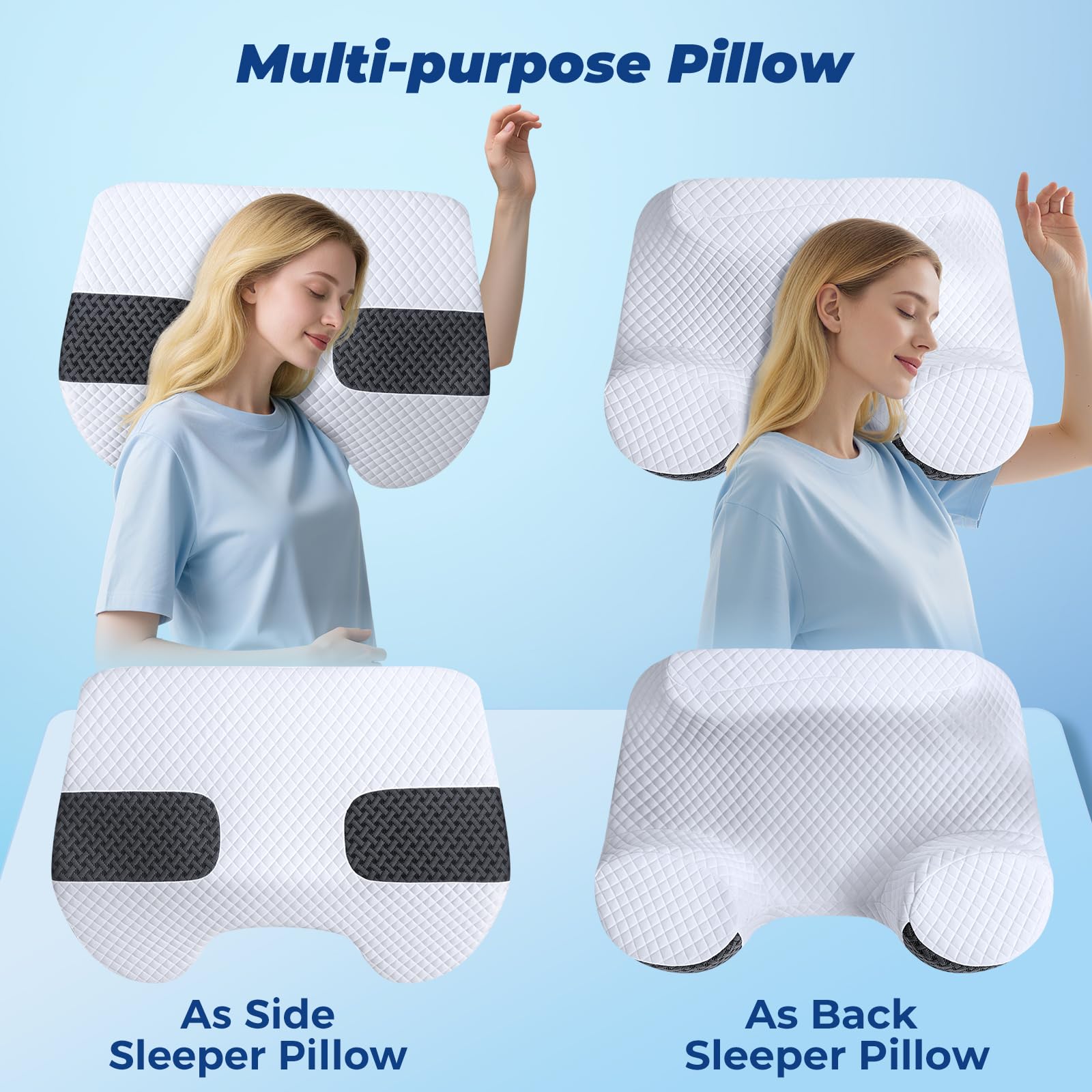 SAHEYER memory foam core adapts to head and neck contours.