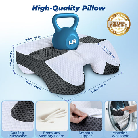 SAHEYER side sleeper pillow 2-in-1 cervical design for neck alignment.