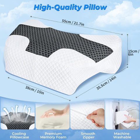 SAHEYER upgraded memory foam pillow showing adaptive support