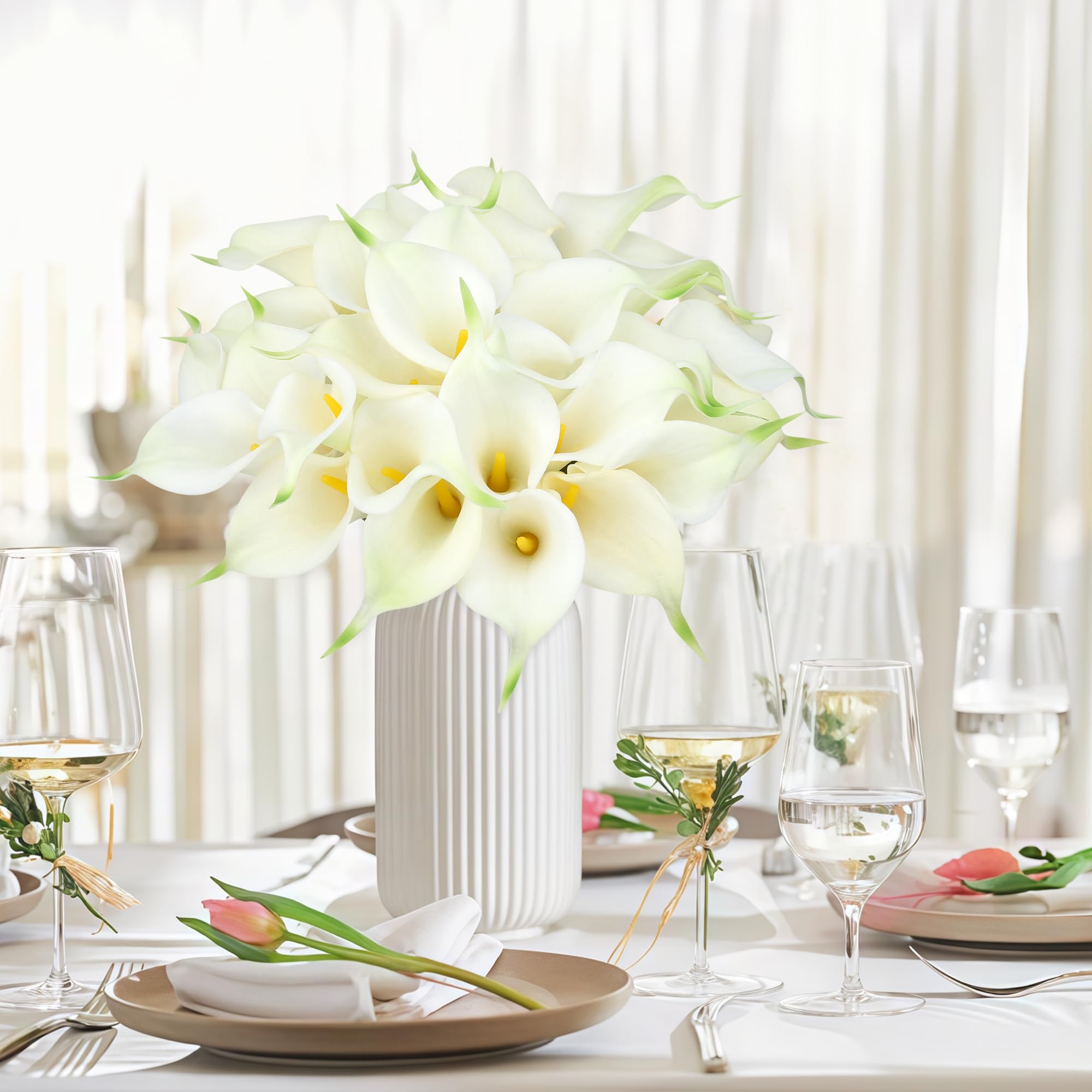 Sahoottie home office decor with realistic artificial flowers.
