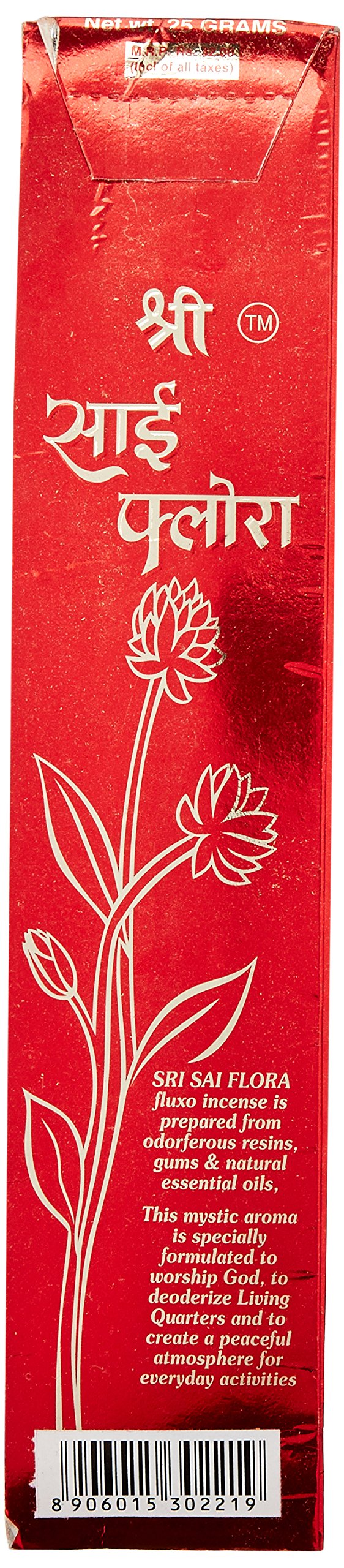Sai Flora Flux Incense sticks, 8-9 per pack, burn 1-1.5 hours for serenity.