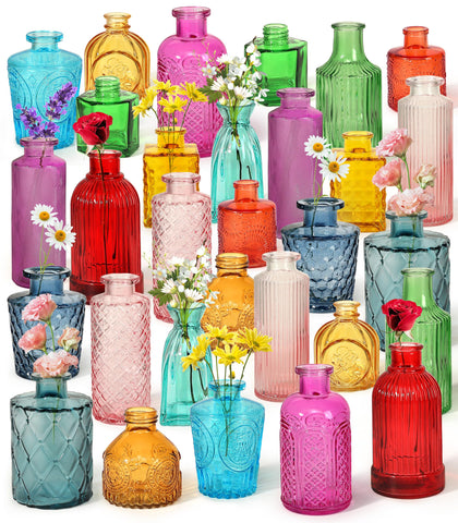 saiguomi 30-colorful glass bud vases set ideal for vibrant centerpieces and gifting