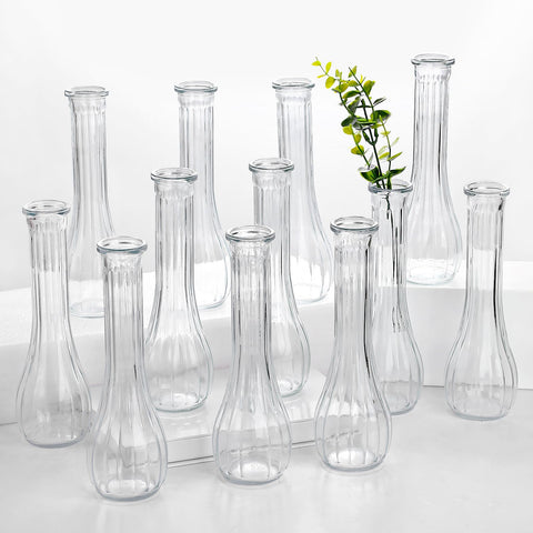 Saiguomi ribbed clear glass bud vases for elegant centerpieces.