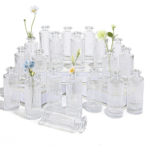 Saiguomi glass bud vases set of 20, clear centerpieces for weddings and home decor